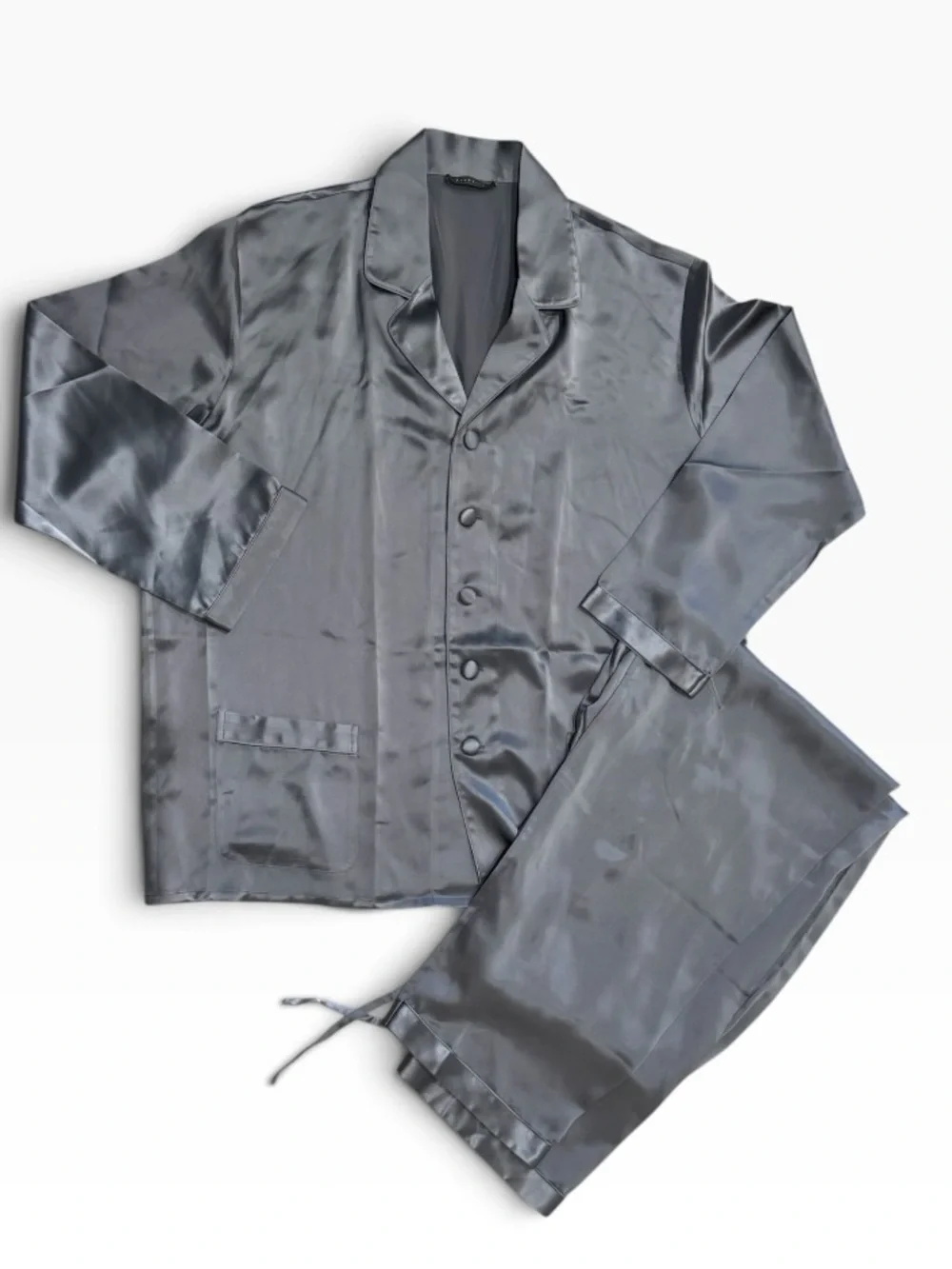 Elle Silk Gray Men's Silk Pajama Set XL